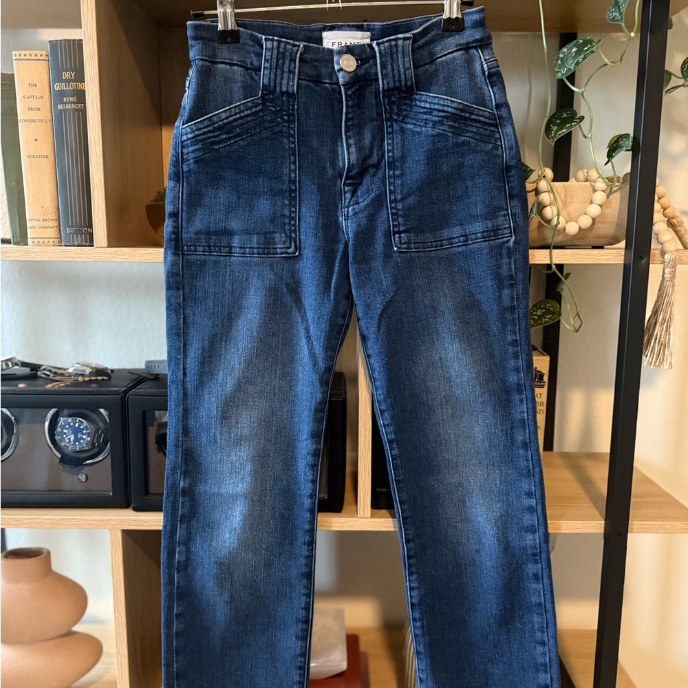 🫧🫧🫧 FRAME "Le High Straight" Blue Jeans 24 *